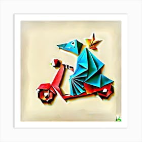 Origami Rat On A Scooter Art Print