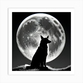 Lunar Border Collie Art Print