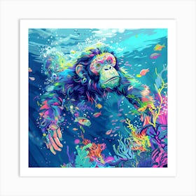 Chimpanzee Underwater Art Print