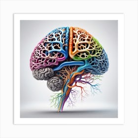 Colorful Human Brain Art Print