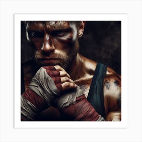 Boxer In Boxing Gloves Art Print