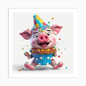 Birthday Pig 1 Art Print