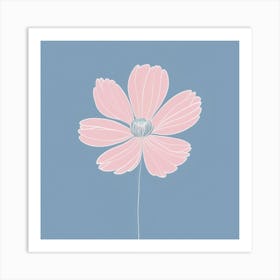 A White And Pink Flower In Minimalist Style Square Composition 512 Art Print