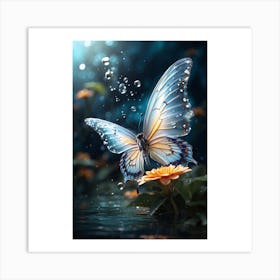 Butterfly In Water Art Print