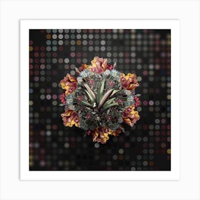 Vintage Boat Lily Flower Wreath on Dot Bokeh Pattern n.0780 Art Print