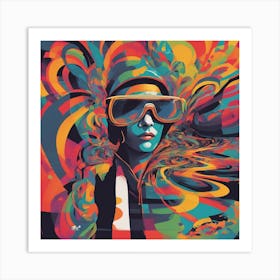 New Poster For Ray Ban Speed, In The Style Of Psychedelic Figuration, Eiko Ojala, Ian Davenport, Sci (4) Art Print