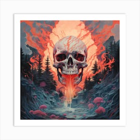 'Skull In Flames' 1 Art Print