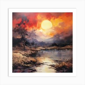 Enigmatic Elegance: Oil and Watercolour Fusion Art Print