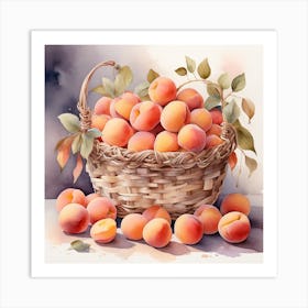 A basket of peaches 1 Art Print