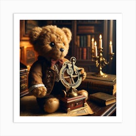 Teddy Bear With Compass Art Print