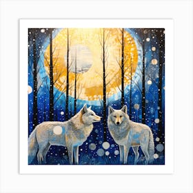 Wolves Match - Wolf Animal Painting Art Print