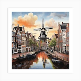 Amsterdam Windmill Art Print