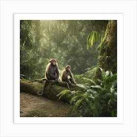 Monkeys In The Jungle 3 Art Print