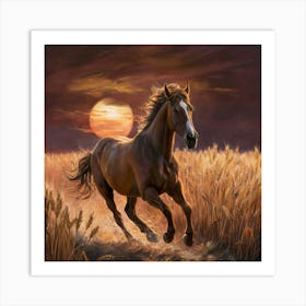 Horse In The Wheat Field 3 Art Print