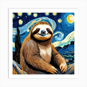 Starry Night Sloth Art Print