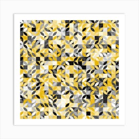 Yellow And Black Squares 1 Art Print