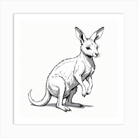 Line Art kangaroo 1 Art Print