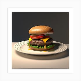 Hamburger On A Plate 80 Art Print