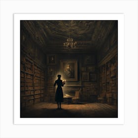 Woman In A Library 2 Art Print