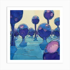 Blue Spheres 1 Art Print