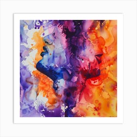 Watercolor Of A Woman'S Face Art Print