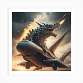 Dragon On Plane 02 Art Print