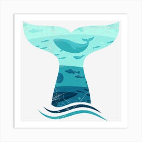 Whale Tail In Waves Orca Ocean Art Print