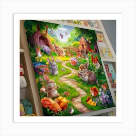 Rabbits In The Garden Art Print