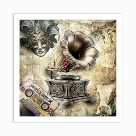 Gramophone Surreal Illustration Art 02 Art Print