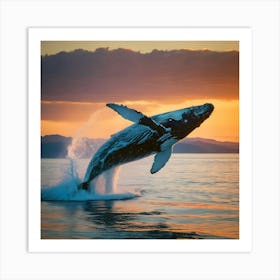 Humpback Whale Jumping Out Of The Water 17 Art Print