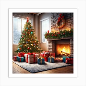 Christmas Tree In The Living Room 106 Art Print