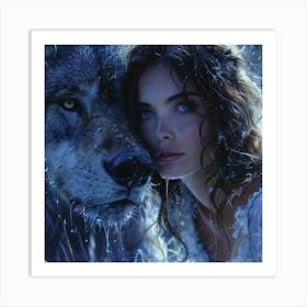 Wolf And Girl Art Print