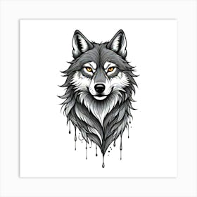 Wolf Head Tattoo 9 Art Print