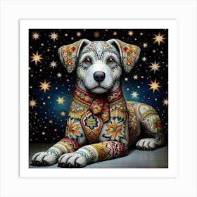 Starry Night Dog 2 Art Print