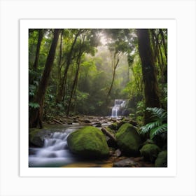 Waterfall In The Rainforest Art Print