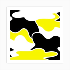 Yellow And Black Camouflage Art Print