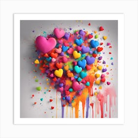 Colorful Hearts Art Print