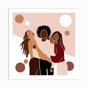 Three Women Hugging Art Print