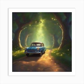 Car In The Forest Art Print