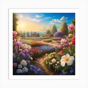 Leonardo Vision Xl Flower Farm Garden Irismulticolored Rosesda 0 Art Print