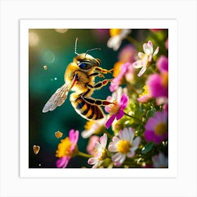 Bee of flower Art Print