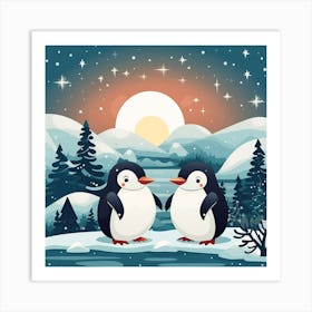 Penguins In The Snow Art Print