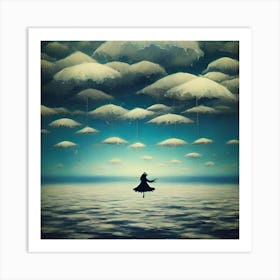 Girl In The Clouds Art Print