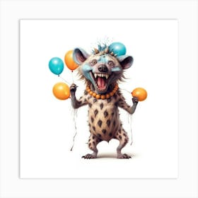 Hyena With Balloons 1 Art Print