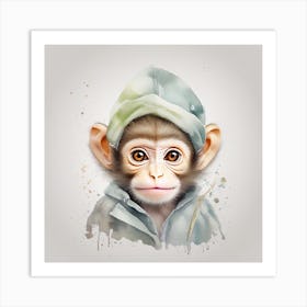 Cute baby monkey Art Print