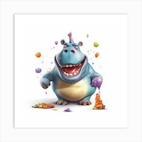 Birthday Hippo Art Print