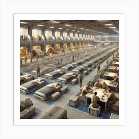 A Detailed Scene Depicting The Barracks Of The Martian Dominion Art Print