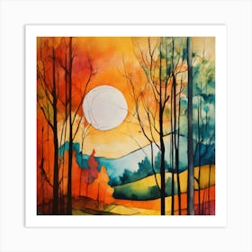 Sunset In The Woods Art Print