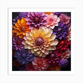 Paper Dahlias Art Print