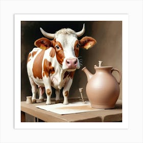 Cow In A Pot 1 Art Print